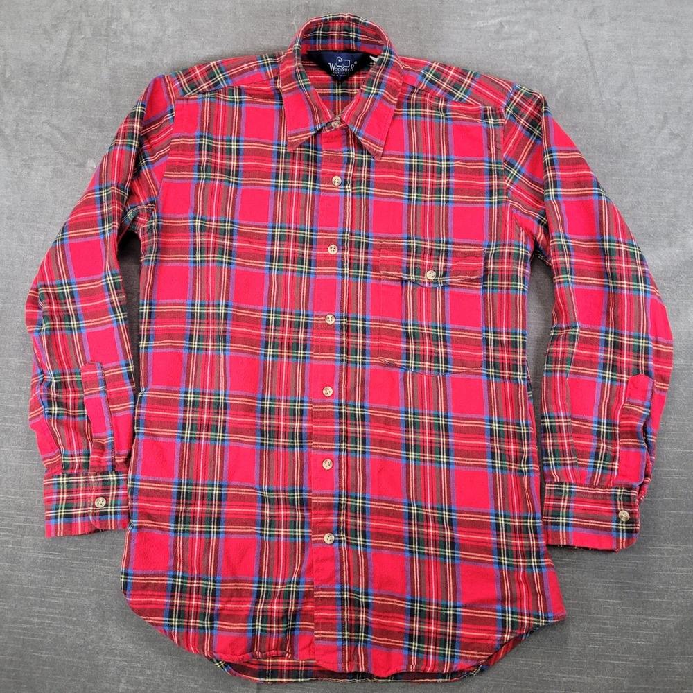 Woolrich Mens Vintage 80s 90s Red Plaid Flannel Long Sleeve ButtonShirt Size Med